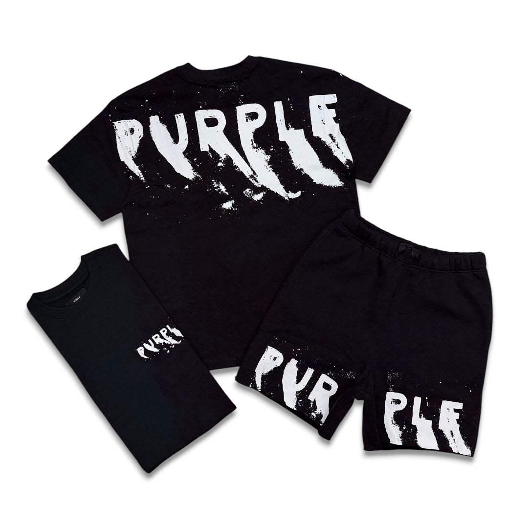 Purple Brand Men's Painted Wordmark Short Set Black