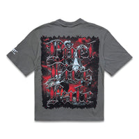 G West Rider Of Flames Rhinestone Tee Grey/Red