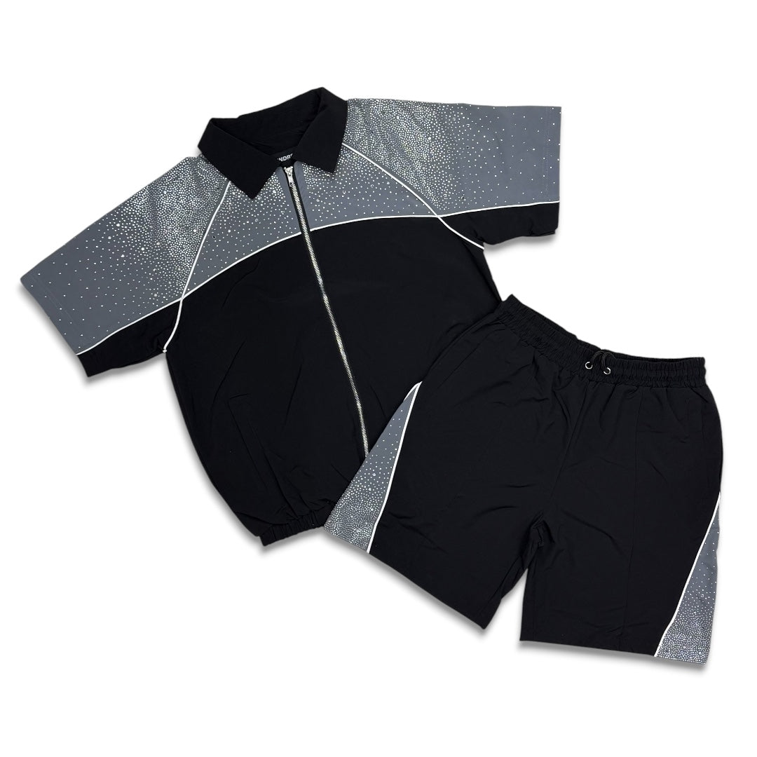 Kindred Rhinestone Track Short Set Black
