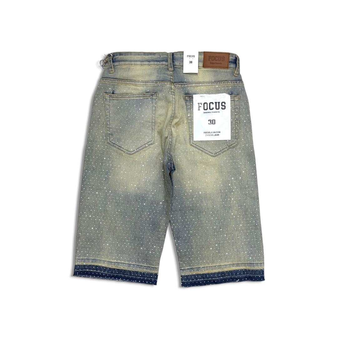 Focus Crystal Rhinestone Denim Shorts Vintage