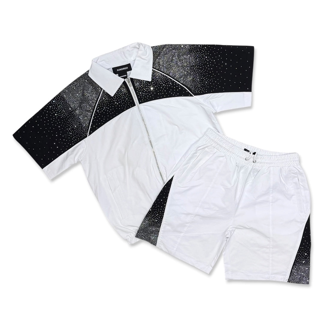Kindred Rhinestone Track Short Set White/Black