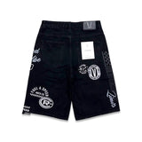 Vicious Denim All Over Patch Shorts Black