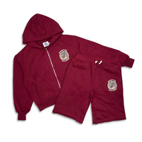Saint Vanity Uniform Hooded Short Set Burgundy