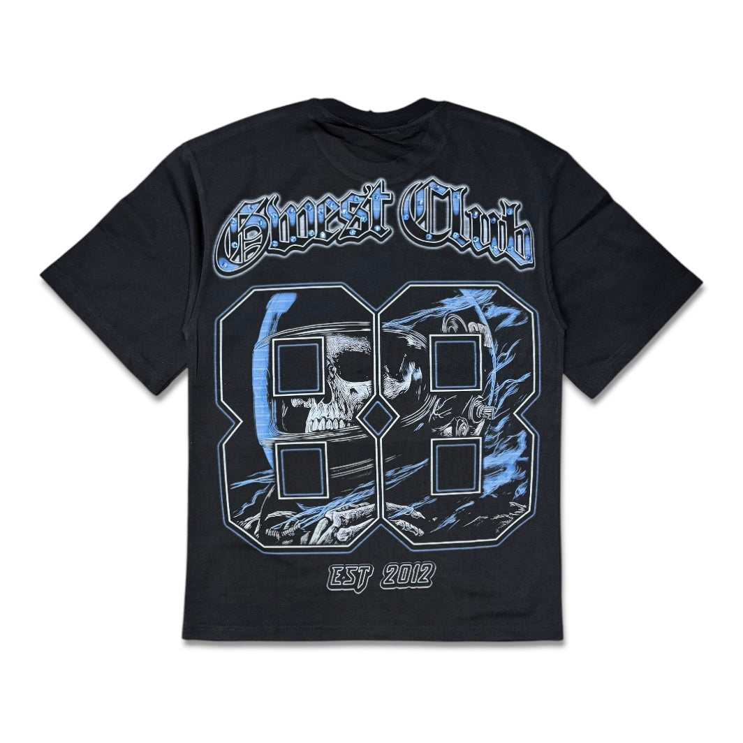G West Men's Dead Zone Cruiser Rhinestone Tee Black/Carolina blue