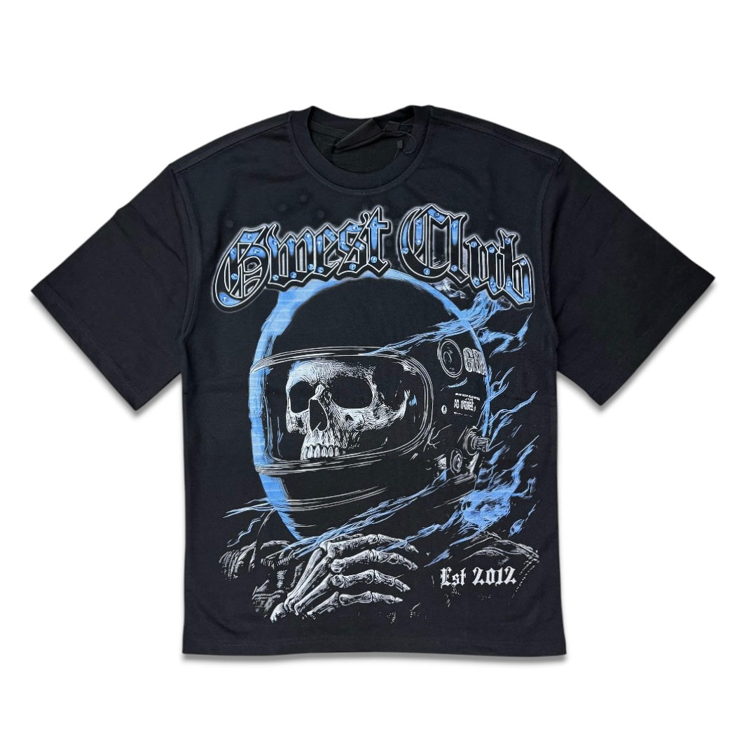 G West Men's Dead Zone Cruiser Rhinestone Tee Black/Carolina blue