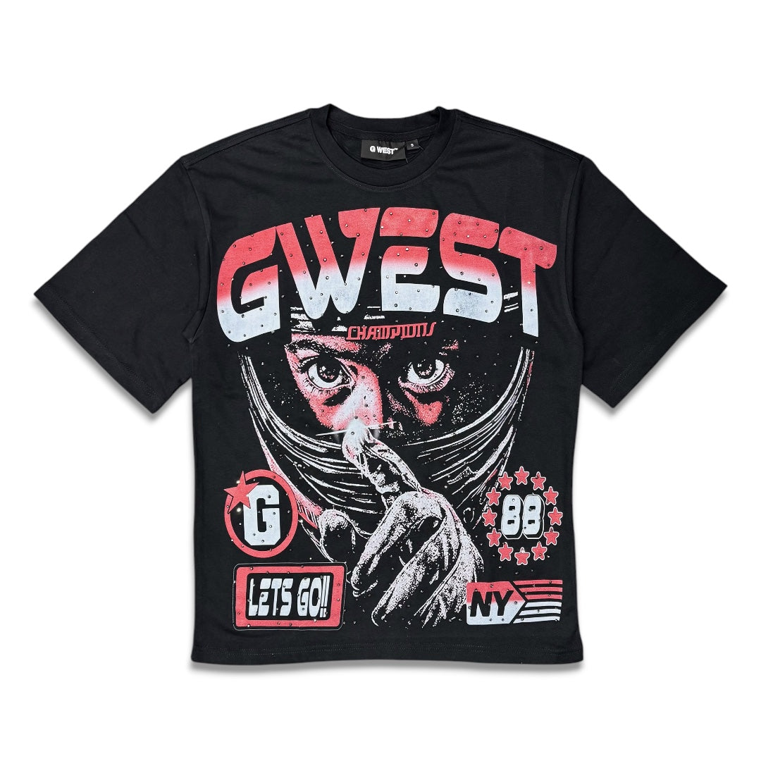 G West Men's Racing Division Rhinestone Tee Black/Red