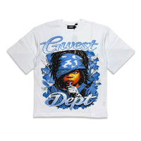 G west Men's Scarface Rhinestone Tee White /University Blue
