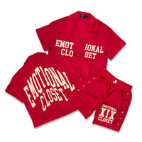 Mixed Emotion “Backyard” Nylon Short Set Red