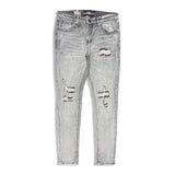 Denimicity Men's Cut Patched Splatter Paint Jeans Grey/Pink