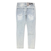Denimicity Men's Cut Patched Splatter Paint Jeans Light Blue/ Baby Blue