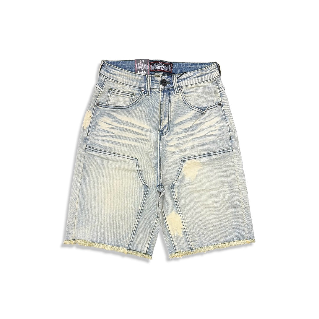 Denimicity Men's Bleached Vintage Wash Denim Shorts