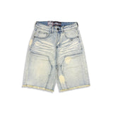 Denimicity Men's Bleached Vintage Wash Denim Shorts