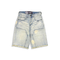 Denimicity Men's Bleached Vintage Wash Denim Shorts