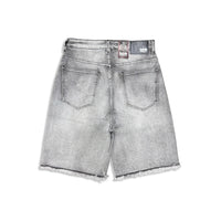 Denimicity Men's Grey/Pink Rhinestone Denim Shorts