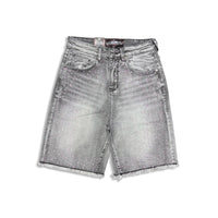 Denimicity Men's Grey/Pink Rhinestone Denim Shorts