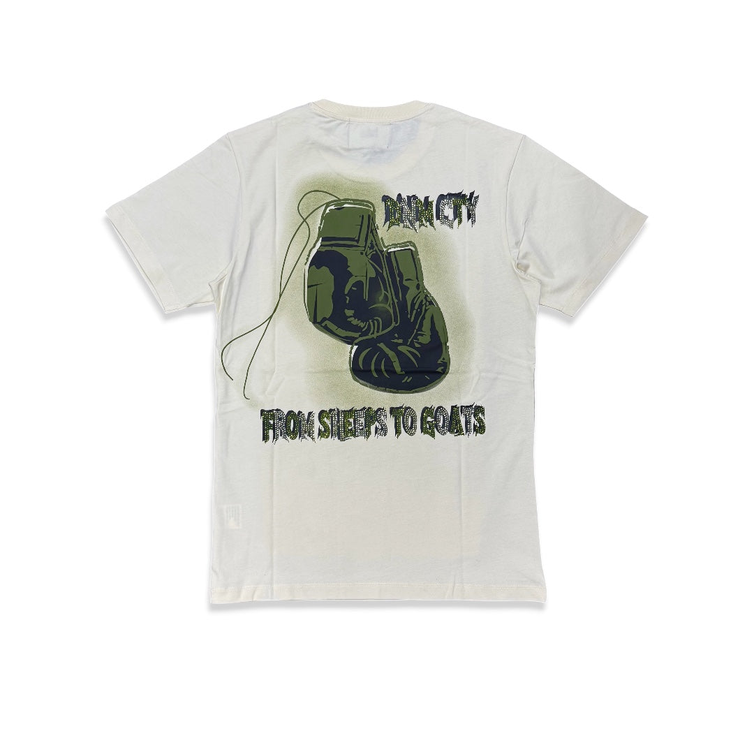 Denimicity Men's From Sheep To Goat Rhinestone Tee Beige/Olive