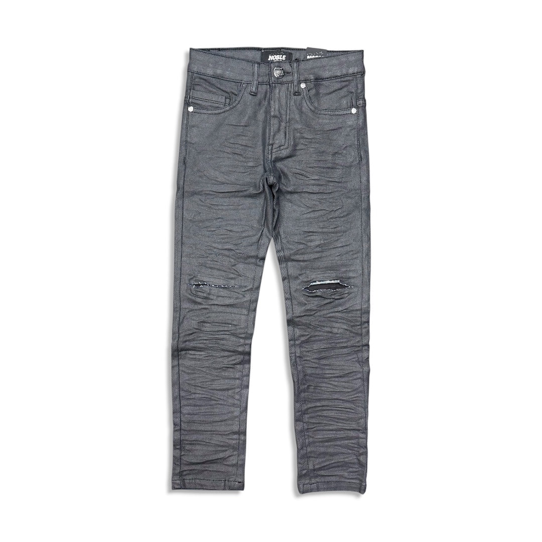 Noble Essential Kids Wide Cut Patched Jeans Faded Charcoal Wash