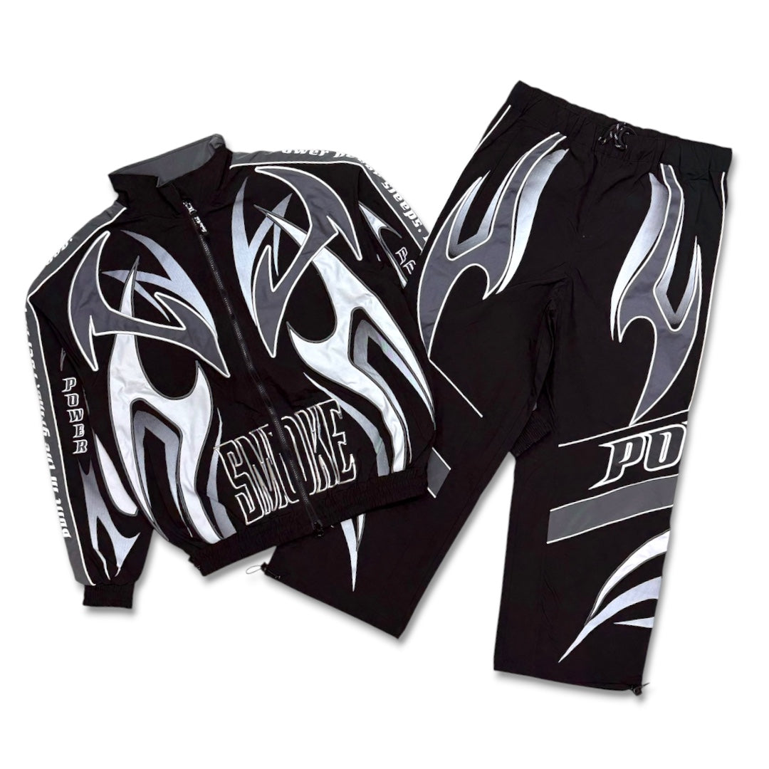 Smoke Rise Power Windbreaker Tracksuit Black