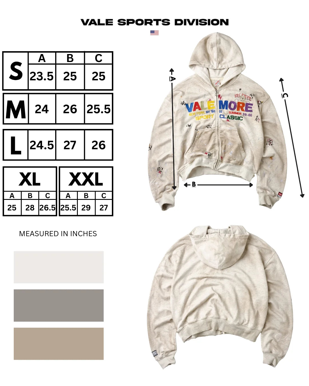 Vale Forever Sunday Zip Up Hoodie Cream