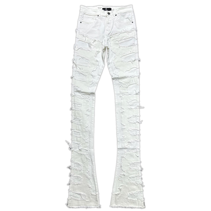 Focus Denim (White Super Skinny Flared Stacked Jean)