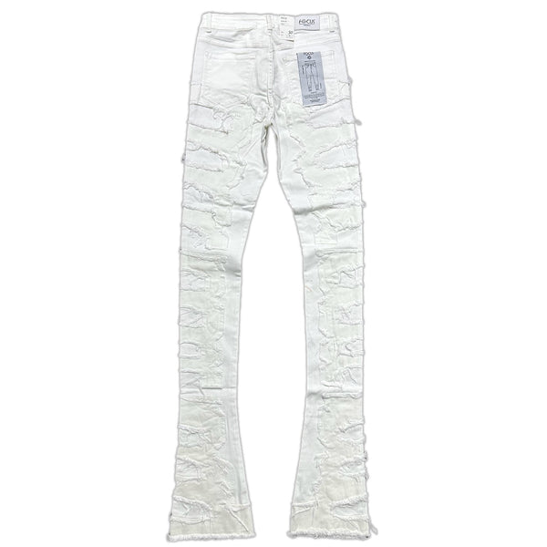 Focus Denim (White Super Skinny Flared Stacked Jean)