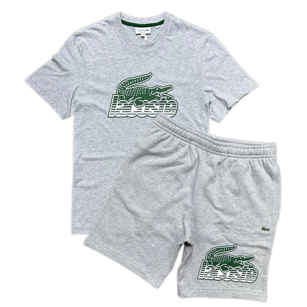 lacoste (Men's grey cotton jersey print short set)