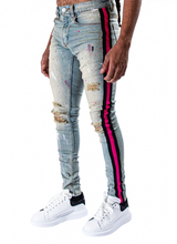 Serenede Sacred Plasma Stripe Jeans – Light Wash with Pink/Black Side