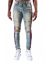 Serenede Sacred Plasma Stripe Jeans – Light Wash with Pink/Black Side