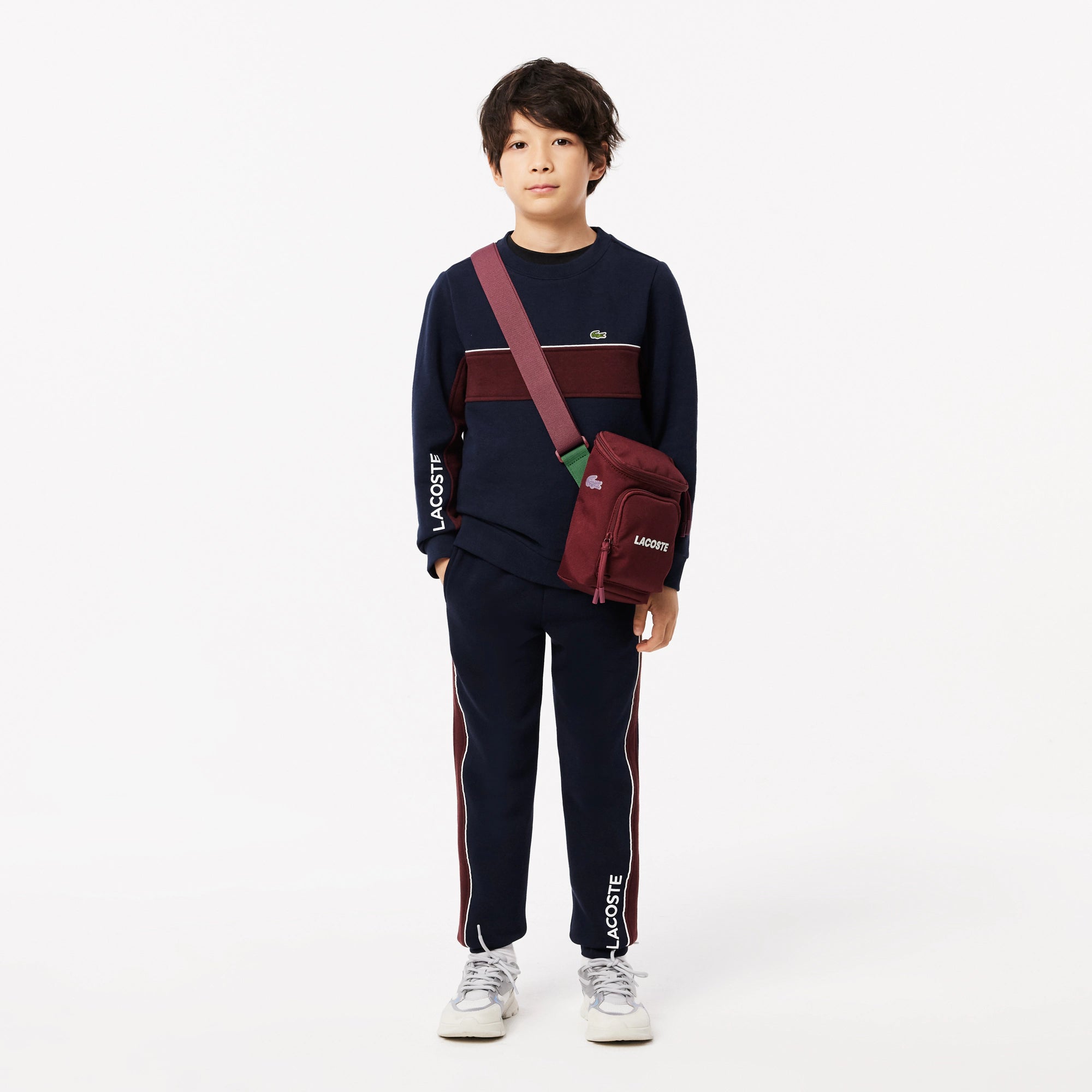 Lacoste kids Navy blue/bordeaux crewneck jogging set