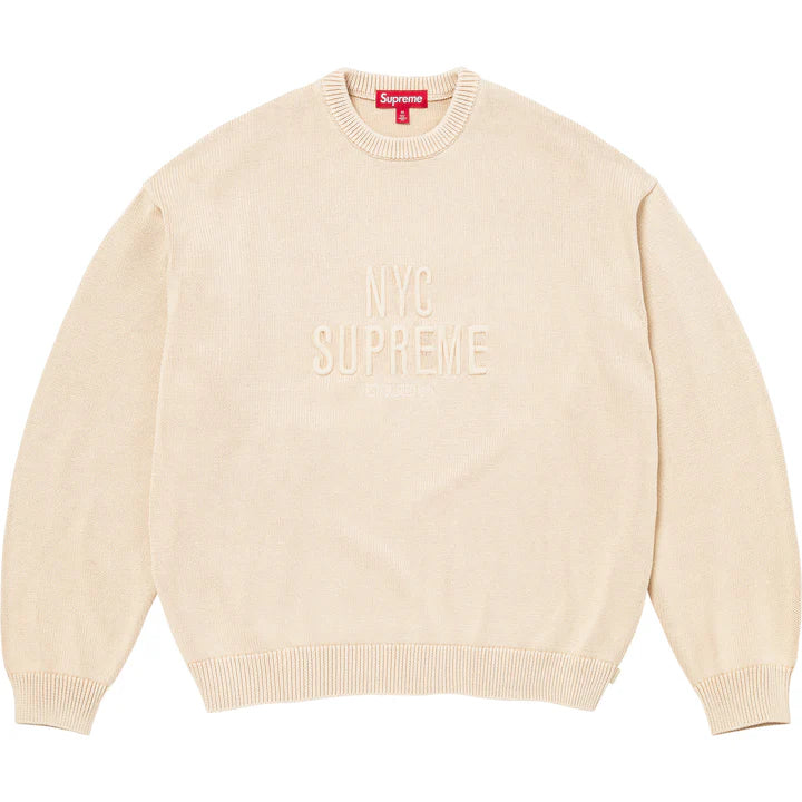 Supreme Overdyed Raised Sweater Stone Cream