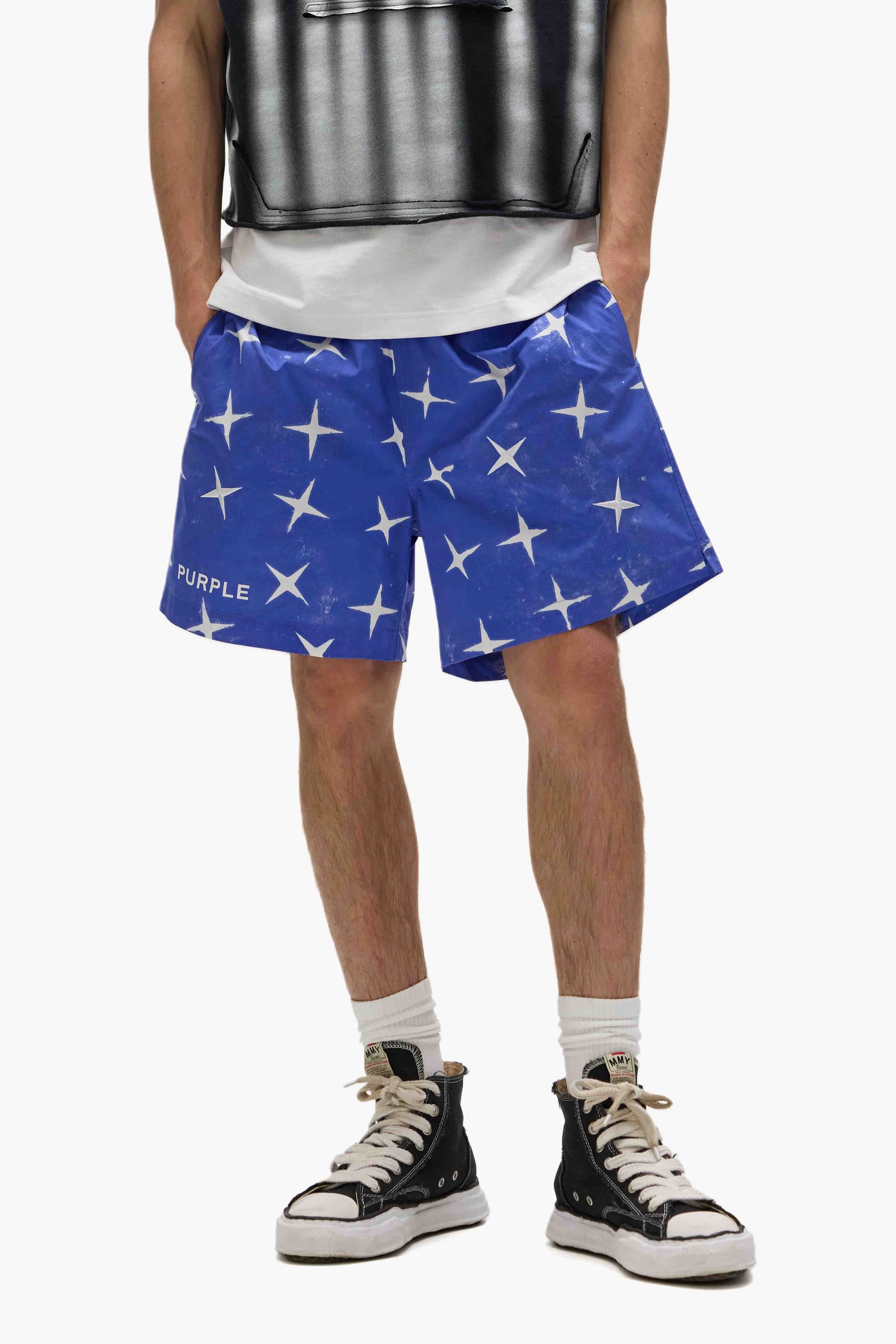 Purple Brand Star All Round Swim Shorts Blue
