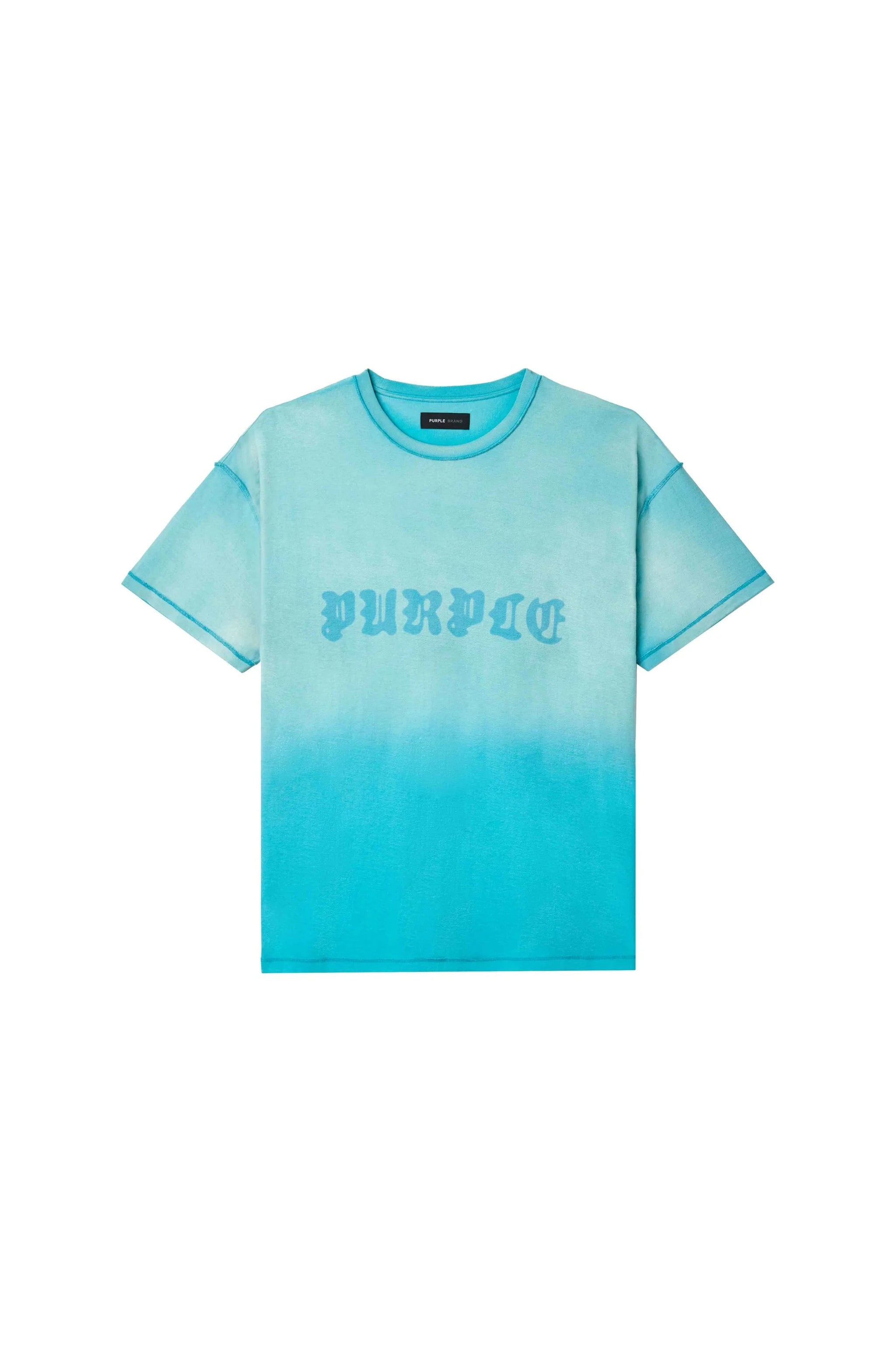 Purple Brand Men’s Gothic Shadow Tee – Blue Faded Gradient Logo Tee