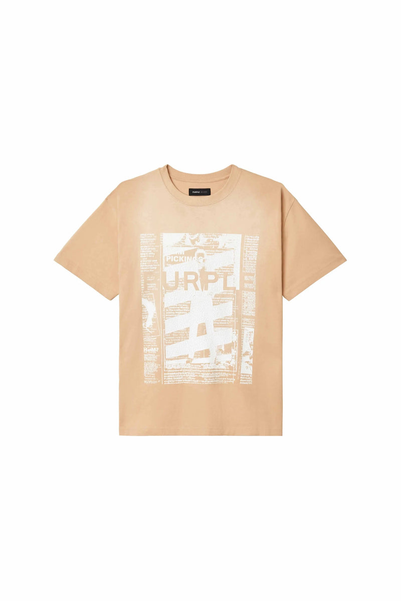Purple Brand Men's Newsprint Tee Beige
