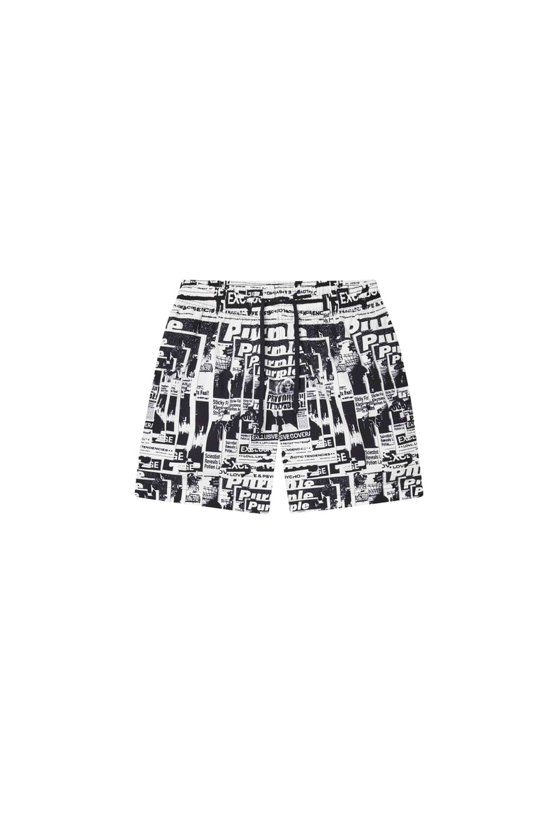 Purple Brand Tabloid All Round Swim Shorts – Black/White