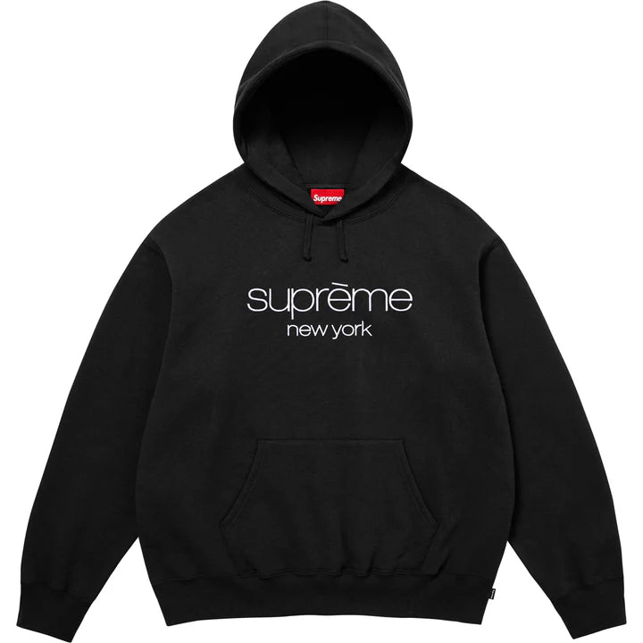 Supreme Classic Logo Hooded Sweatshirt Black
