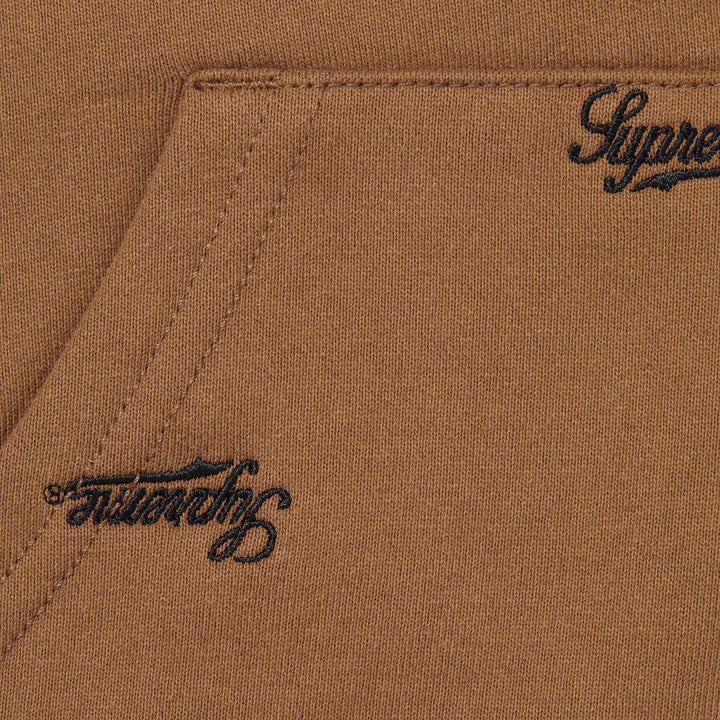 Supreme Repeat Script Zip Up hoodie Dark Khaki