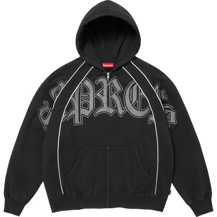 Supreme Paneled Zip Up Hooded Sweatshirt Black