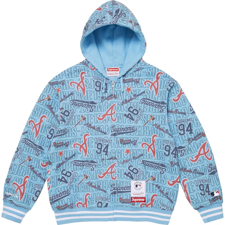 Supreme/Mitchell & Ness Teams Zip Up Hoodie Sweatshirt Light Blue
