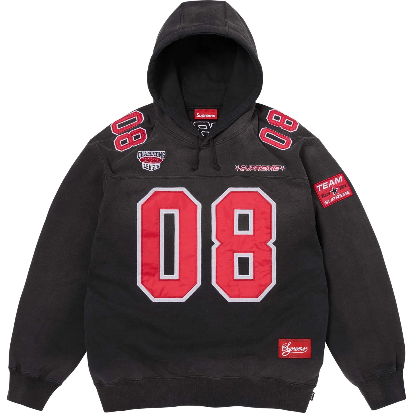 Supreme Football Jersey Hooded Sweatshirt Black
