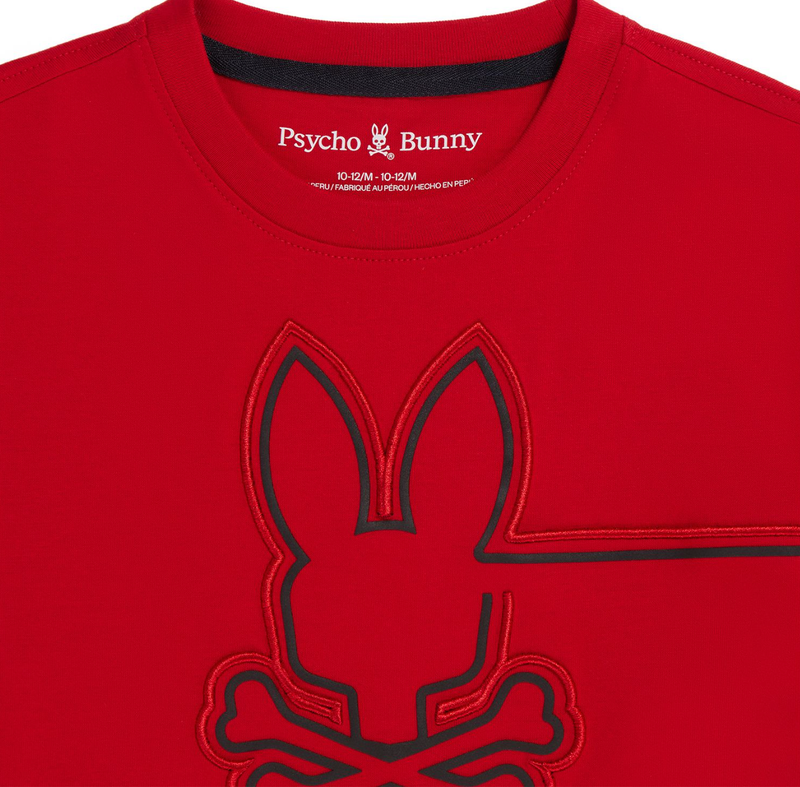 psycho bunny (kids brilliant red chester embroidered graphic t-shirt)