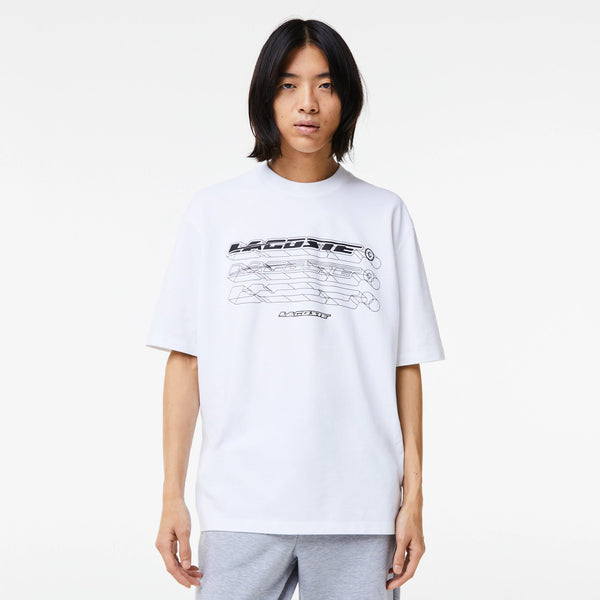 Lacoste (Men's white loose fit organic cotton t-shirt)