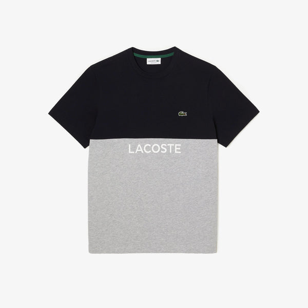 Lacoste (Men's Navy regular fit cotton jersey colorblock t-shirt)