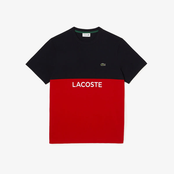 Lacoste (Men's Red regular fit cotton jersey colorblock t-shirt)