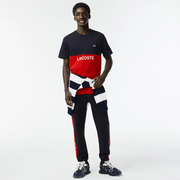 Lacoste (Men's Red regular fit cotton jersey colorblock t-shirt)