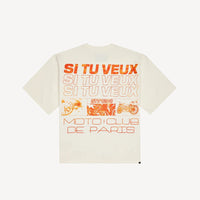 Si Tu Veux Denim Moto Club Graphic T-Shirt – White
