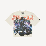 Si Tu Veux Denim Moto Club Graphic T-Shirt – White