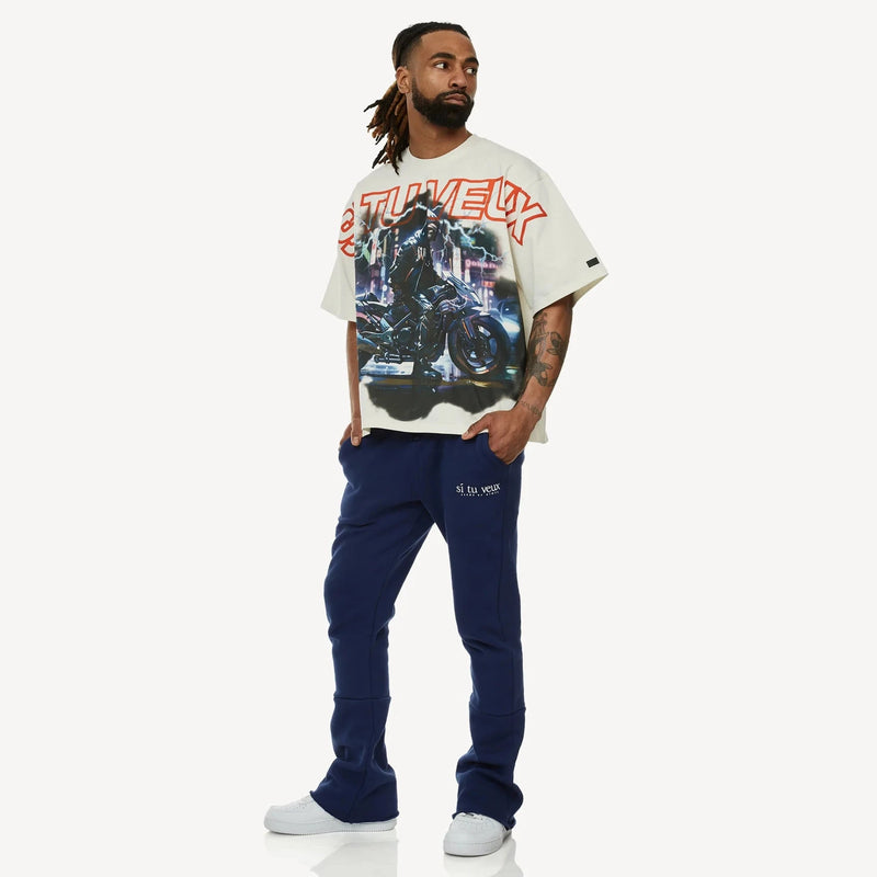 Si Tu Veux Denim Moto Club Graphic T-Shirt – White
