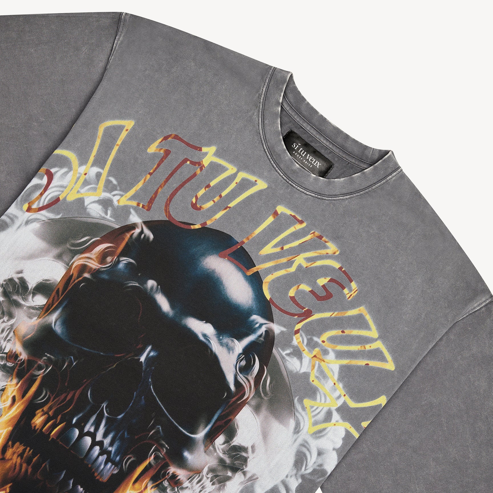 Si Tu Veux Denim Le Monde Graphic T-Shirt – Charcoal Gray Wash