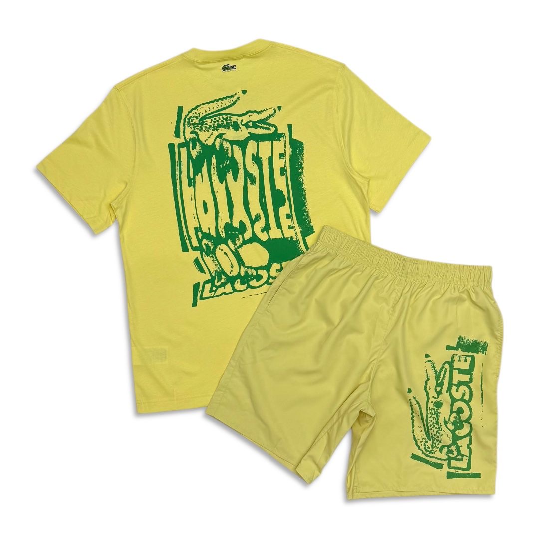 Lacoste Men's Long Branded Short Set - Yellow