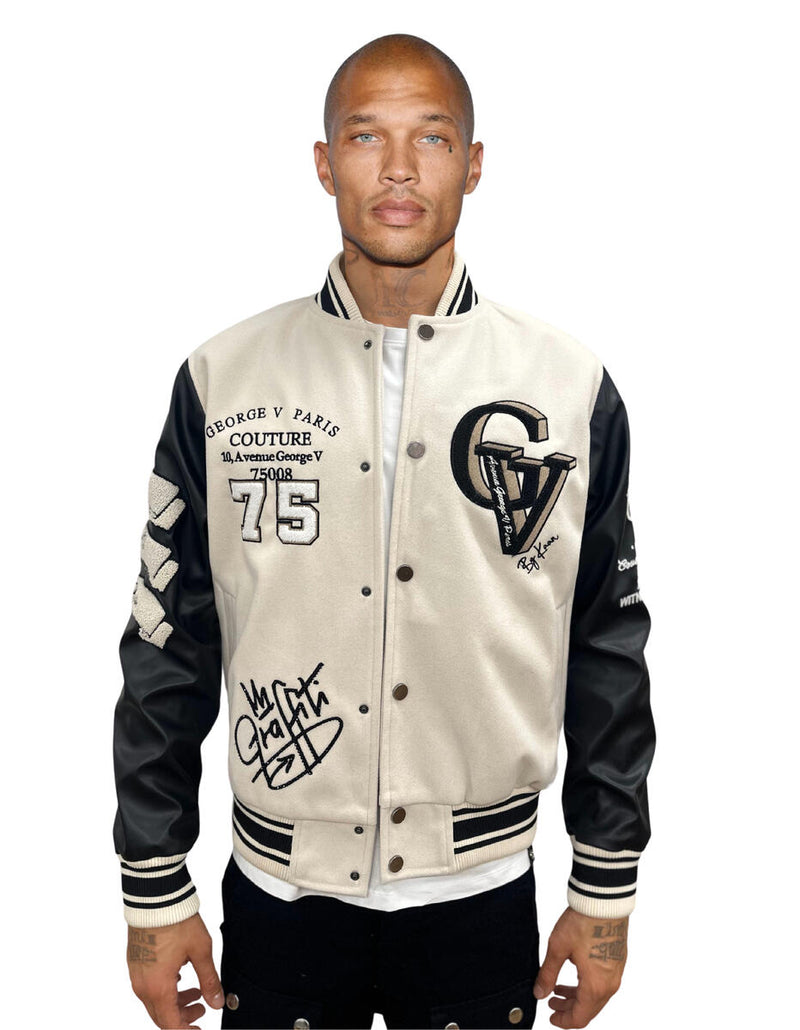 Avenue George (Cream/Black 'Signature Logo' Varsity Jacket)